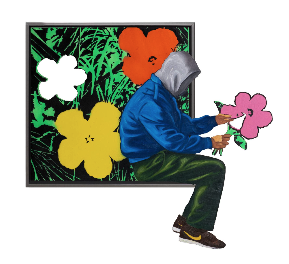 Hijack – They Love Me, They Love Me Not (small) Het kunstwerk They Love Me, They Love Me Not (small) van Hijack combineert urban art met poëzie. Een figuur in hoodie plukt een bloem. Hij verwijdert blaadjes en stelt de klassieke vraag: houden ze van me, of niet? De achtergrond verwijst duidelijk naar Andy Warhol’s beroemde Flowers. Felle kleuren – rood, geel, wit en roze – contrasteren krachtig met het groen van de stelen. Het canvas straalt energie uit. Tegelijkertijd brengt het melancholie, want de actie van de hoodie-figuur toont onzekerheid en verlangen. Hijack speelt hier met symboliek. De bloem staat voor liefde en hoop. Het plukken benadrukt twijfel en kwetsbaarheid. Toch geeft de kleurrijke achtergrond een gevoel van positiviteit en speelsheid. Het werk balanceert tussen optimisme en introspectie. De figuur, met verborgen gezicht, staat symbool voor de anonieme mens. Iedereen kan zich erin herkennen. Daardoor wordt het kunstwerk universeel. Het toont hoe liefde en acceptatie thema’s zijn die ieder mens bezighouden. Met zijn mix van street art en pop art weet Hijack steeds verrassende beelden te creëren. Dit werk is geen simpele ode aan Warhol, maar een moderne interpretatie met een intieme twist. Het stelt vragen over identiteit, liefde en kwetsbaarheid, terwijl het tegelijkertijd de kracht van kleur en kunst viert.